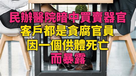 大案紀實 刑事案件 案件解說 民办医院暗中买卖器官，客户都是贪腐官员，因一个供体死亡而暴露 Youtube