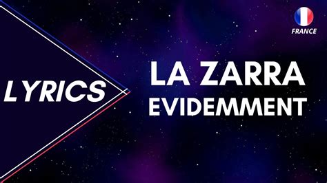 LYRICS PAROLES LA ZARRA EVIDEMMENT EUROVISION 2023 FRANCE