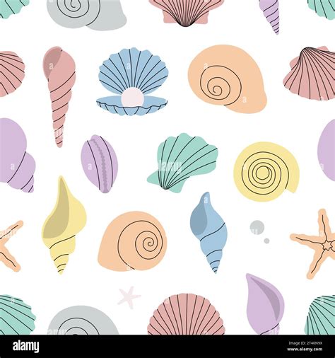 Sea Shells Pattern Mollusks Background Tropical Underwater Shells