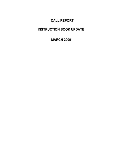 Fillable Online CALL REPORT INSTRUCTION BOOK UPDATE MARCH 2009 CALL