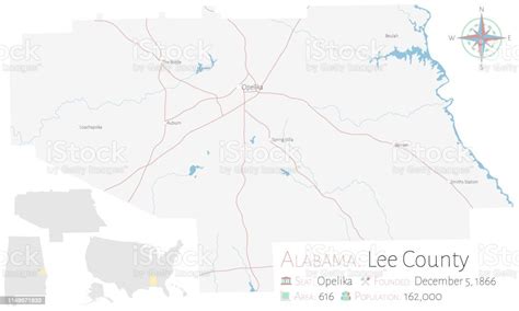 Map Of Lee County In Alabama Stock Illustration Download Image Now Blue Cartography