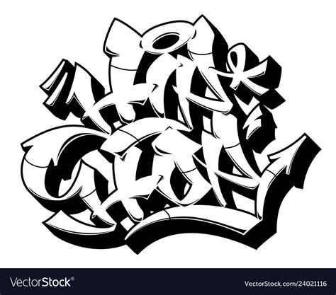 Outline Hip Hop In Graffiti Style Royalty Free Vector Image