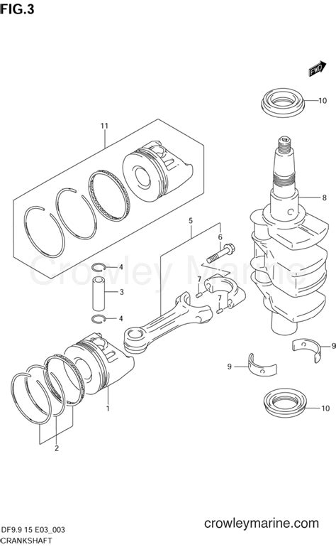 CRANKSHAFT 1996 Four Stroke Outboard 15 DF15 Crowley Marine