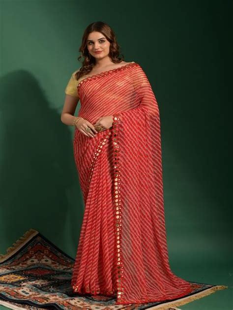 Buy Avanshee Self Design Printed Bollywood Chiffon Saree Multicolor