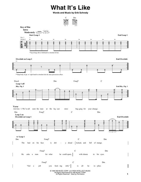 What's It Like by Everlast - Guitar Lead Sheet - Guitar Instructor