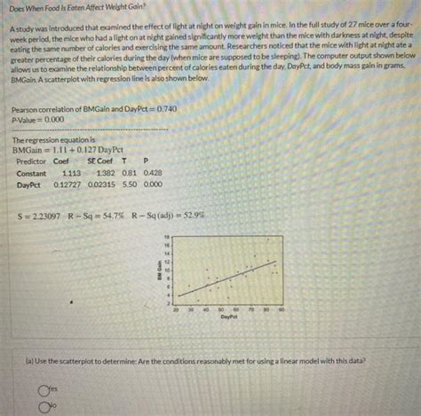 Solved Does When Food Is Eaten Affect Weight Gain A Study Chegg