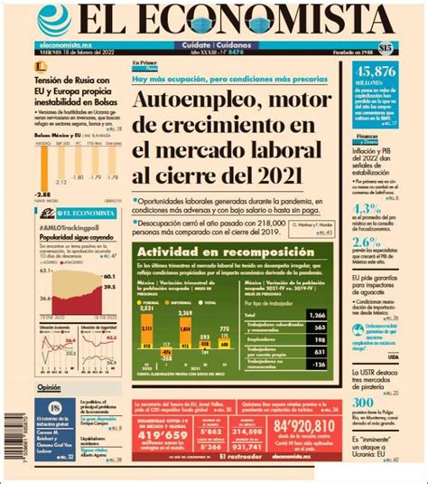 Periódico El Economista México Periódicos De México Edición De Viernes 18 De Febrero De