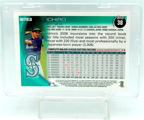 Vintage Topps Chrome Ichiro Refractor Card Team Seattle