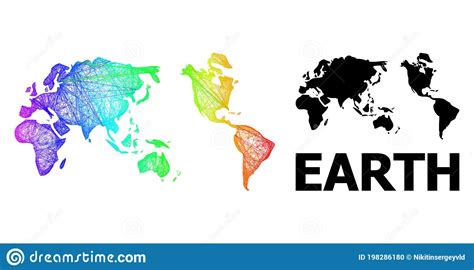 Linear Map Of Earth With Spectral Gradient Stock Vector Illustration