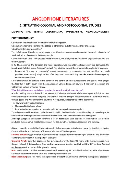Primo Capitolo Colonialism And Postcolonialism Ania Loomba Docsity