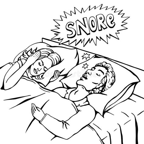 Snoring Man In Bed With The Woman Covering Ears With The Pillow From