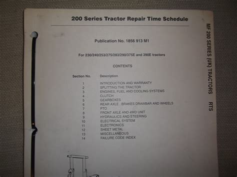 Massey Ferguson 230 240 253 275 283 290 375e Trattore Riparazione Tempo Schedule Ebay