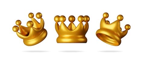 Premium Vector 3d Set Of Gold Crown Icon Isolated