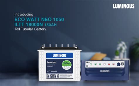 Luminous Inverter Battery Combo Eco Watt Neo 1050 Square Wave 900VA