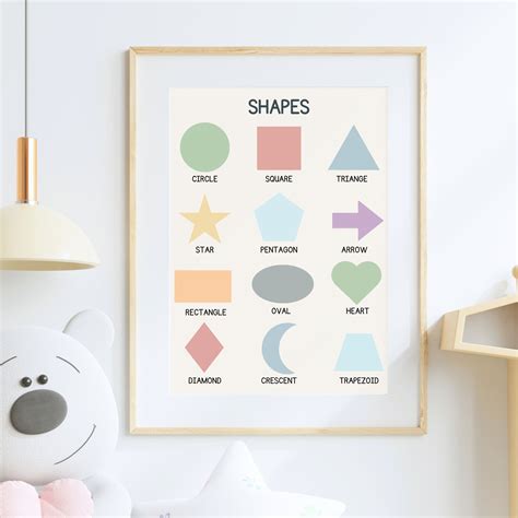 Shapes Poster Educational Poster Boho Classroom Decor Shapes