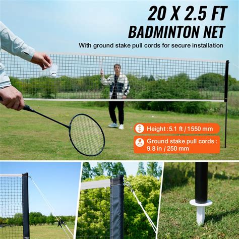 Vevor Badminton Net Set Outdoor Backyard Beach Park Badminton Net