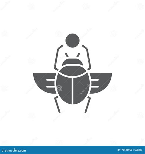 Egyptian Scarab Vector Icon Symbol Isolated On White Background Stock