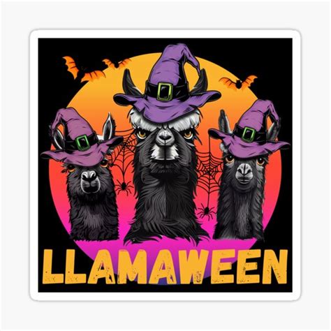 Happy Llamaween Cute Llama Witch Retro Design Sticker For Sale By