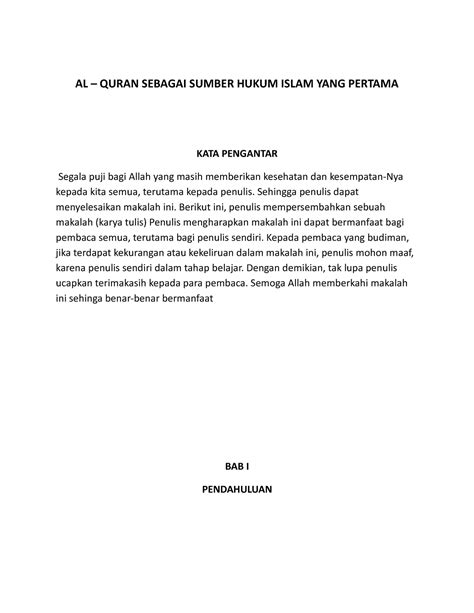 Makalah Al Quran Sebagai Sumber Hukum Islam Al Quran Sebagai