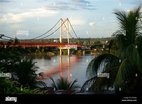 Bridge across the river Madre de Dios, Puerto Maldonado, Madre de Dios department, Peru Stock ...