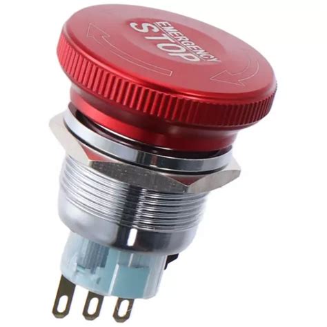 22MM EMERGENCY STOP Latching Stainless Steel Mushroom Connection Plug