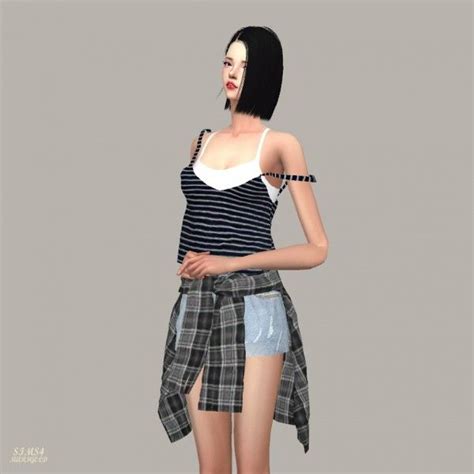 Sims4 Marigold Double Free Sleeveless Unbalance Strap • Sims 4 Downloads Cropped Knit Sweater