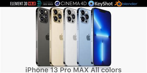 Apple iPhone 13 Pro MAX All Colors - 3D Model by madMIX