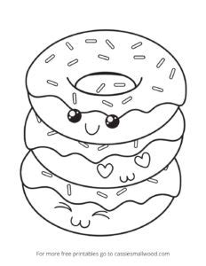 Kawaii Donut Coloring Page Cassie Smallwood