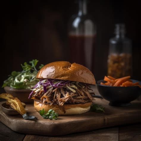 Premium Ai Image American Barbecued Pulled Pork Sandwich Illustration