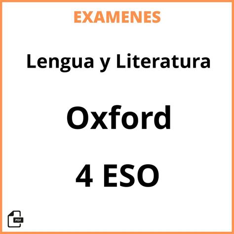 Examenes PDF Lengua Y Literatura 2 ESO Oxford Resueltos 2025