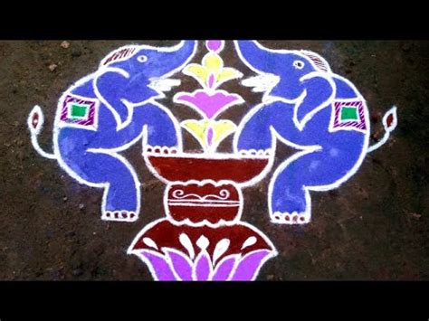 Elephant Rangoli Design Navarathri Special Elephant