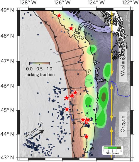 The Map Shows Detected Very Lowfrequency Earthquakes Red Stars And