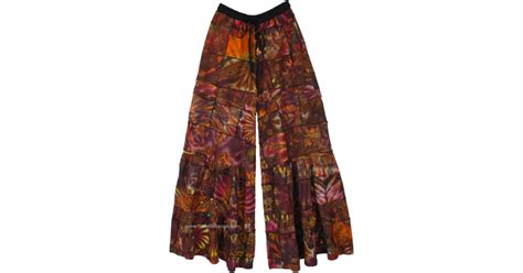 Tie Dye Splash Patchwork Festive Wide Leg Pants Multicoloured Split