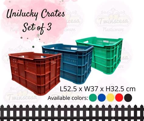 3 Pcs Plastic Large Crates Heavy Duty Lazada Ph