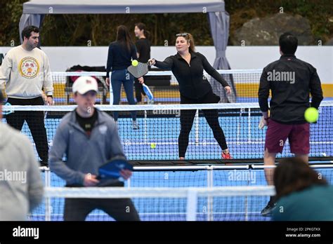 New York Usa 07th Apr 2023 People Play Pickleball On The Newly