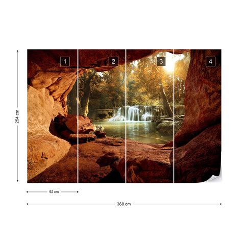 Lake Forest Waterfall Cave Fotobehang Behang Bestel Nu Op Europosters Nl