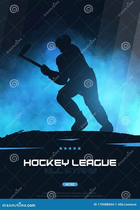 Ice Hockey Poster With Player And Stick Stock Vector Illustration Of