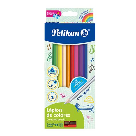 Lapiz pelikan 4mm 12+1 colores triangulares | Comsucre Online