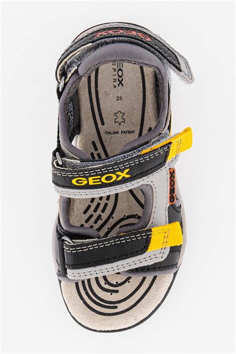 Geox, Сандали Borealis с велкро и лого, Черен, Светло сив, 32 EU - eMAG.bg