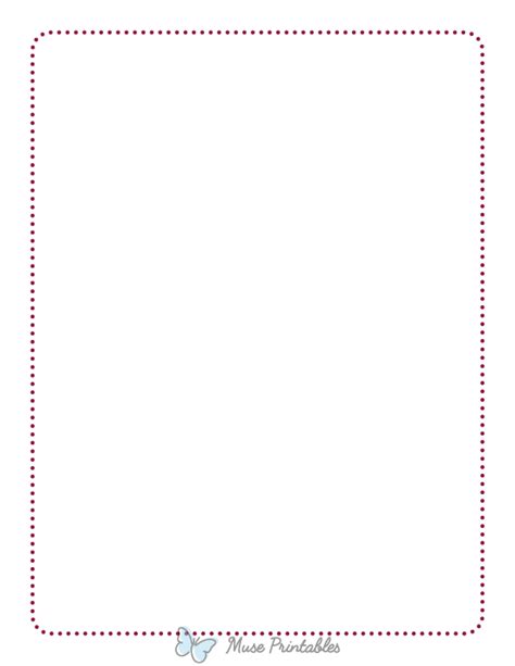 Printable Burgundy Rounded Thin Dotted Line Page Border