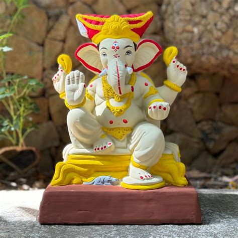 Buy Online Malhar Shadu Mati Ganpati Murti 13 Inch Green Practices