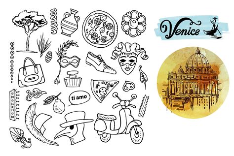 Big Italy Vector Sketch Collection In 2023 Vector Sketch Doodle