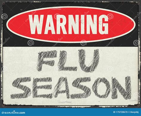 Flu Season Warning Sign Metal Grunge Rustic Stock Illustration