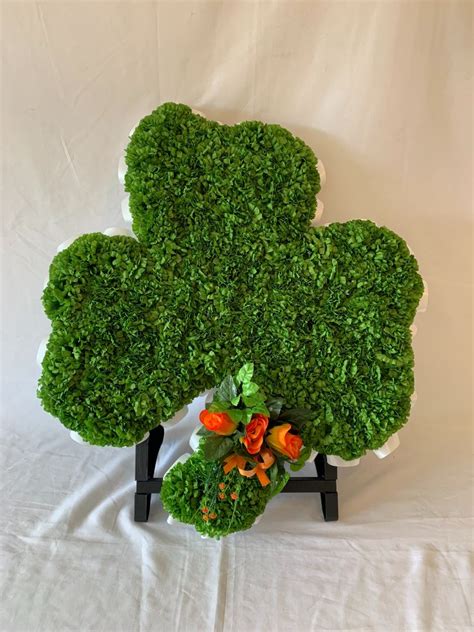 Shamrock Bespoke Tribute Funeral Flower On Stand Silky Bouquets