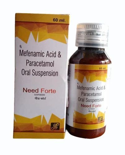 60ml Mefenamic Acid Paracetamol Oral Suspension 100 Mg At Rs 84 Box In