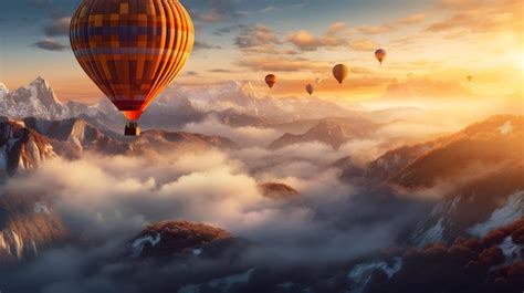 Premium AI Image Hot Air Balloon Over The Cloud