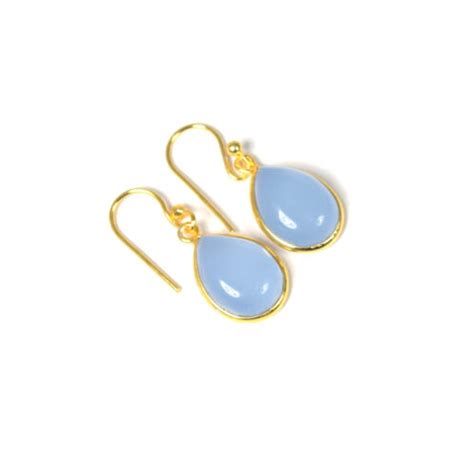 Solid Sterling Silver Ct Gold Overlay Blue Chalcedony Hook