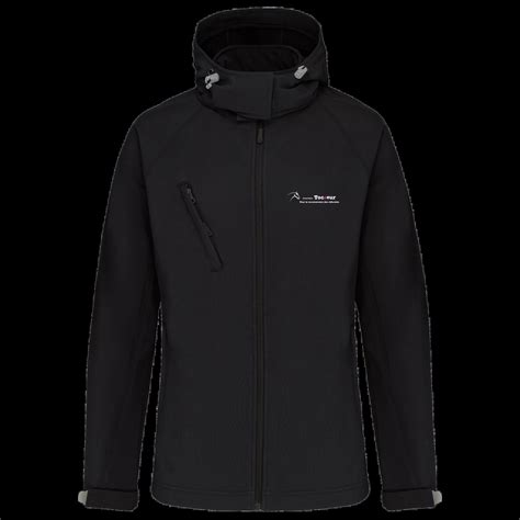 Softshell Capuche Amovible Femme Noir Association Tocoeur Mascotte