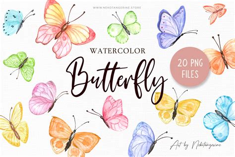 Watercolor Butterflies PNG Clipart set – NekoTangerine Store