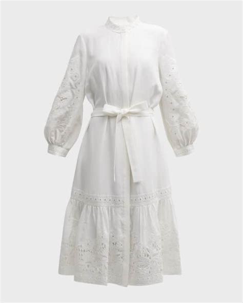 Kobi Halperin Denali Floral Embroidered Eyelet Midi Dress Neiman Marcus